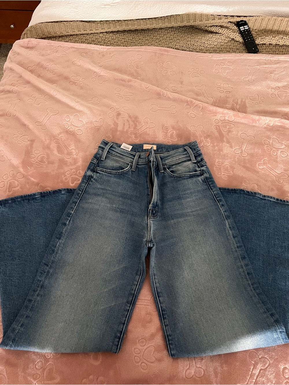 MOTHER Wide-Leg Mid Wash Blue Jeans